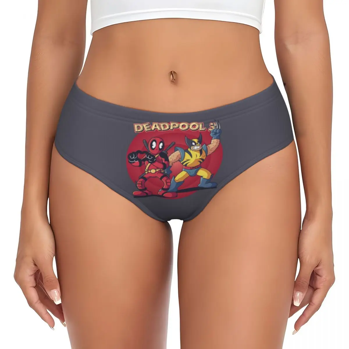 

Custom Deadpool Brief Panties Women Breathable Stretch Wolverine Underwear