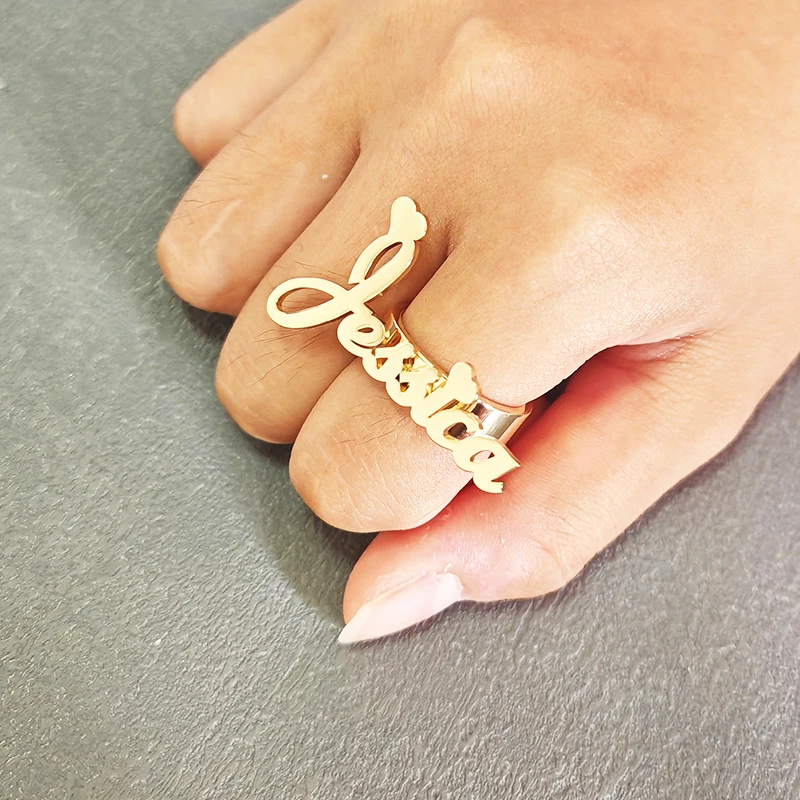 

Personalized Custom Name Letter Single Hole Ring Fashion Stainless Steel 18K Ring Female Jewelry Birthday Party Gift Girlfriend