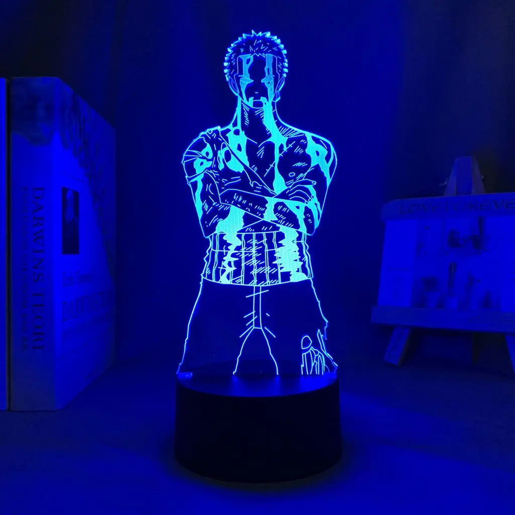 One Piece Roronoa Zoro Anime Cartoon Cute Acrylic Light-Up Stand Creative 2D Bedroom Atmosphere Night Light Ornament Gift view 6