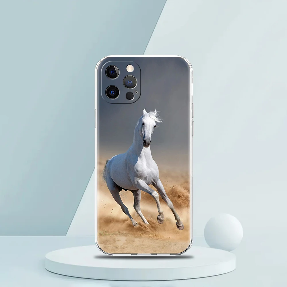 Horse Great Beauty Galloping Transparent Phone Case Cover for iPhone 16 15 14 13 12 11 Pro Max XS Max 7 8 Plus Shockproof Shell