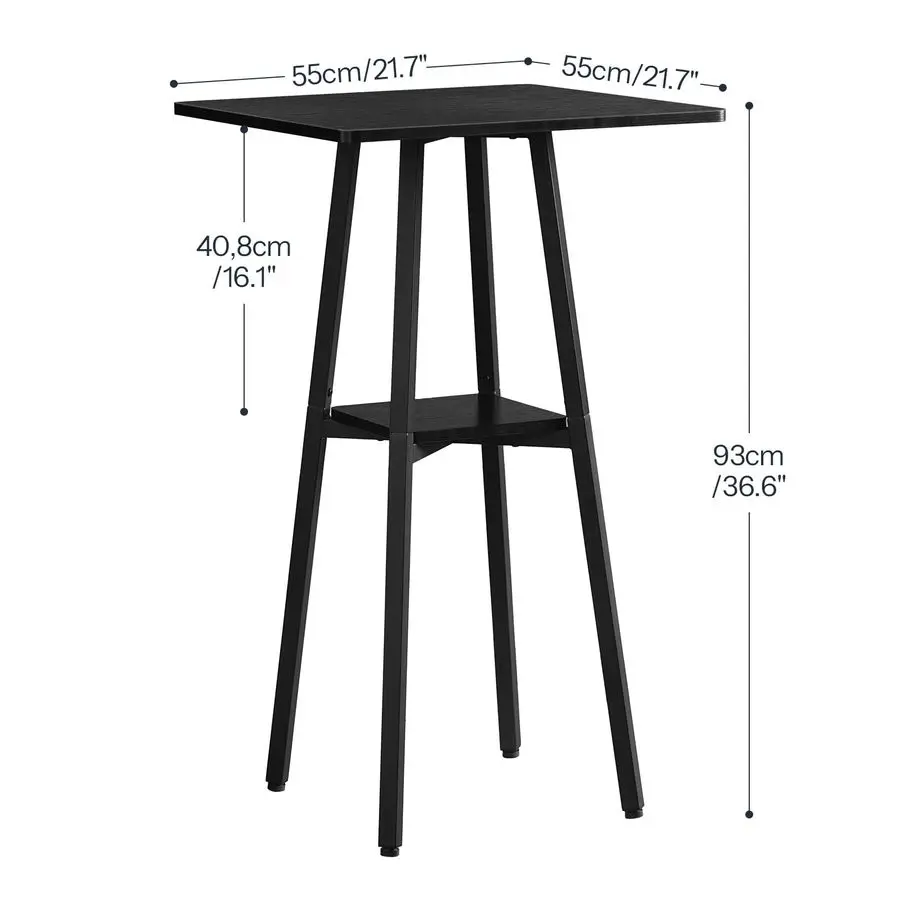 Bar Table, 2Tier High Top Pub Table, Counter Height Table with Storage, Small Kitchen Dining Table, 36.6 High Bar Table for Liv