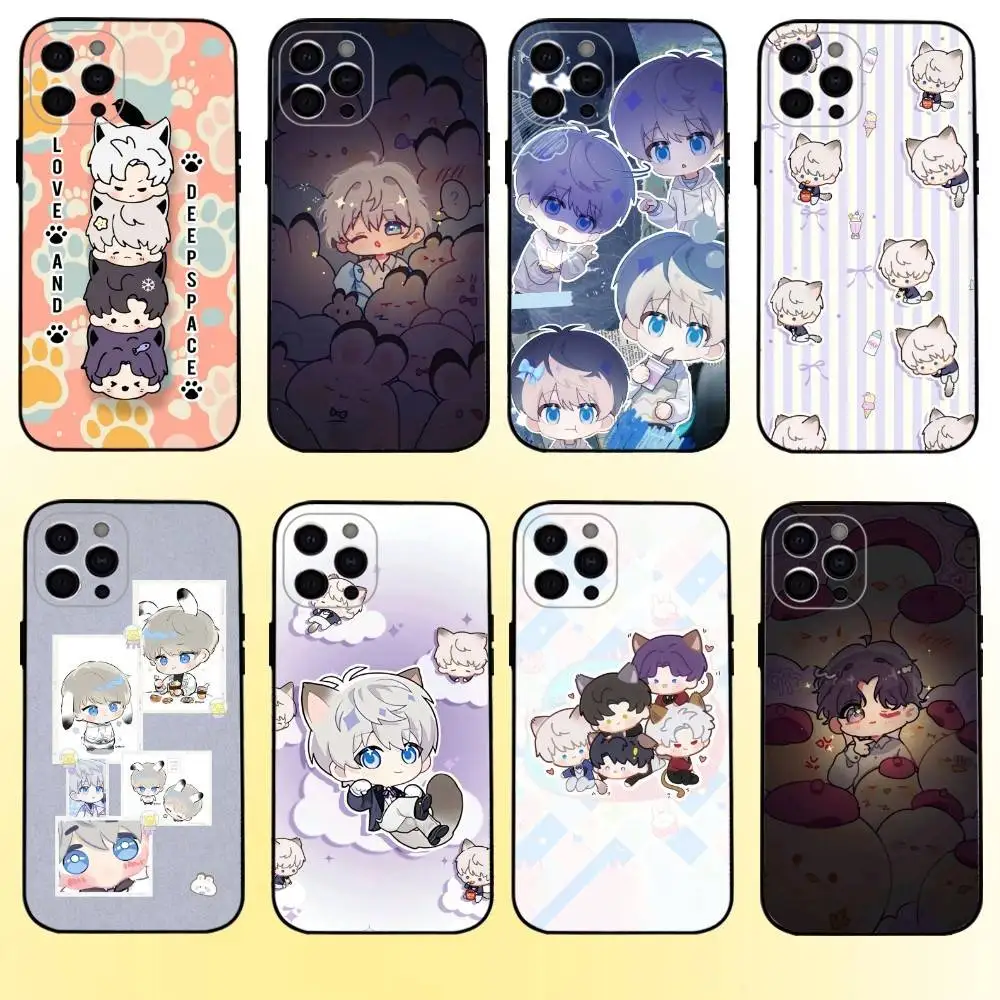 

Game Cute Love And Deepspace Phone Case For iPhone17,16,15,14,13,12,11 Plus,Pro Max Soft Black Cover