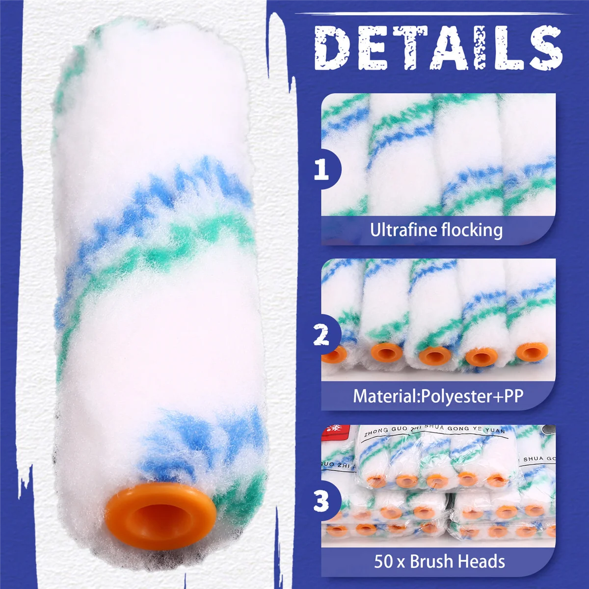 جديد 50 قطعة 4 بوصة 100 مللي متر المهنية جدار رولة دهانات مجموعة صغيرة الأسطوانة طلاء الطلاء المقلم اللوحة المتداول فرشاة للجدار