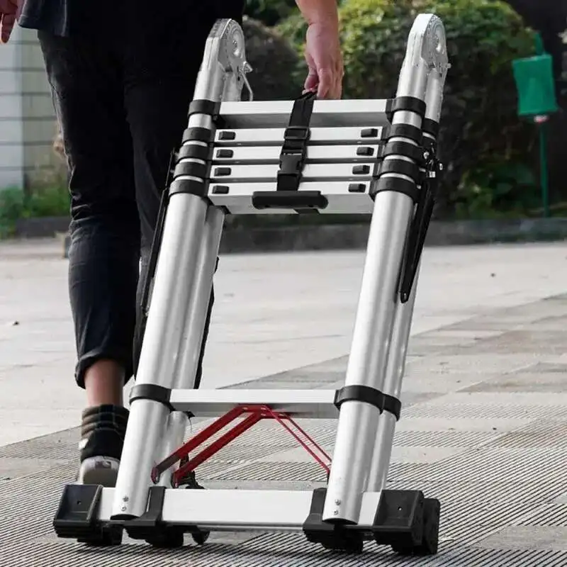 

Multifunctional Lifting Step Ladders Home Herringbone Telescopic Ladder Aluminum Alloy Portable Engineering Folding Ladders A