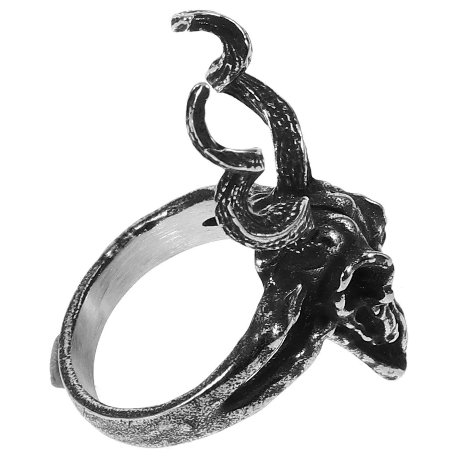 الرجعية الأغنام الجمجمة الدائري رجل ديكور الرجال المجوهرات الرجال خواتم الإبهام التيتانيوم الصلب فنجر الذكور امرأة خمر اليد