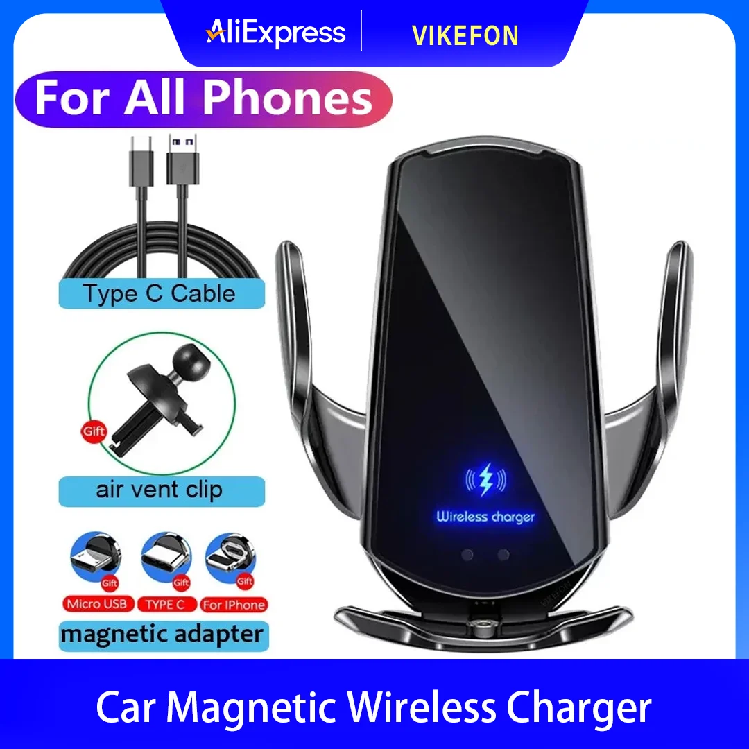 Car Wireless Charger Magnetic Automatic Car Mount Phone Holder For iPhone Xiaomi Samsung Infrared Induction Fast Charging