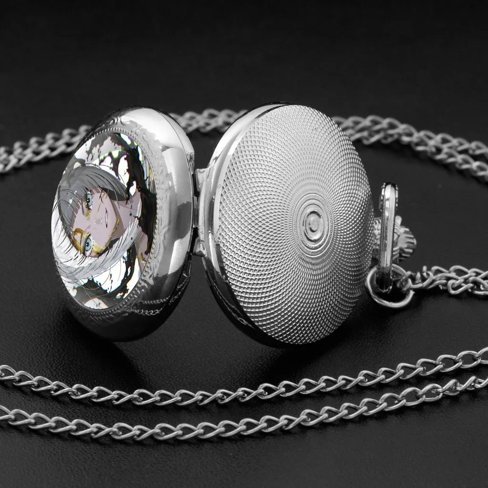 Exquisite Animation Design Glass Dome Quartz Pocket Watch with Arabic Numerals Dial Durable Chain Perfect For Gifts
