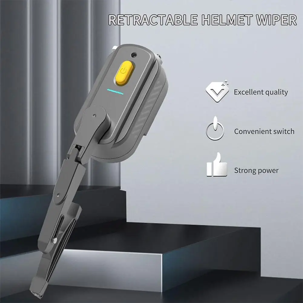 Rechargeable Motorcycle Helmet Wiper Universal Waterproof USB Helmet Windshield Wiper for Most Visor Helmet Mini Electric Wiper