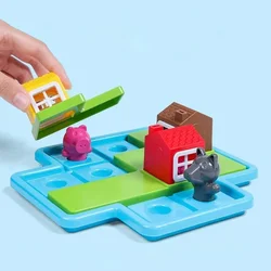 Juegos de mesa inteligentes de tres cerditos Hide Seek con solución, rompecabezas de construcción de habilidades, juego lógico, juguete de entrenamiento para niños, regalo