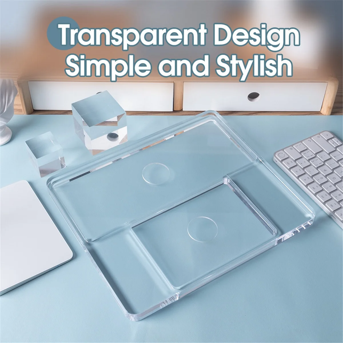 T88C Keyboard Wrist Rest for 2023 Magic Trackpad 2/3 Keyboard Acrylic Stand Station Transparent Crystal Pad Bracket