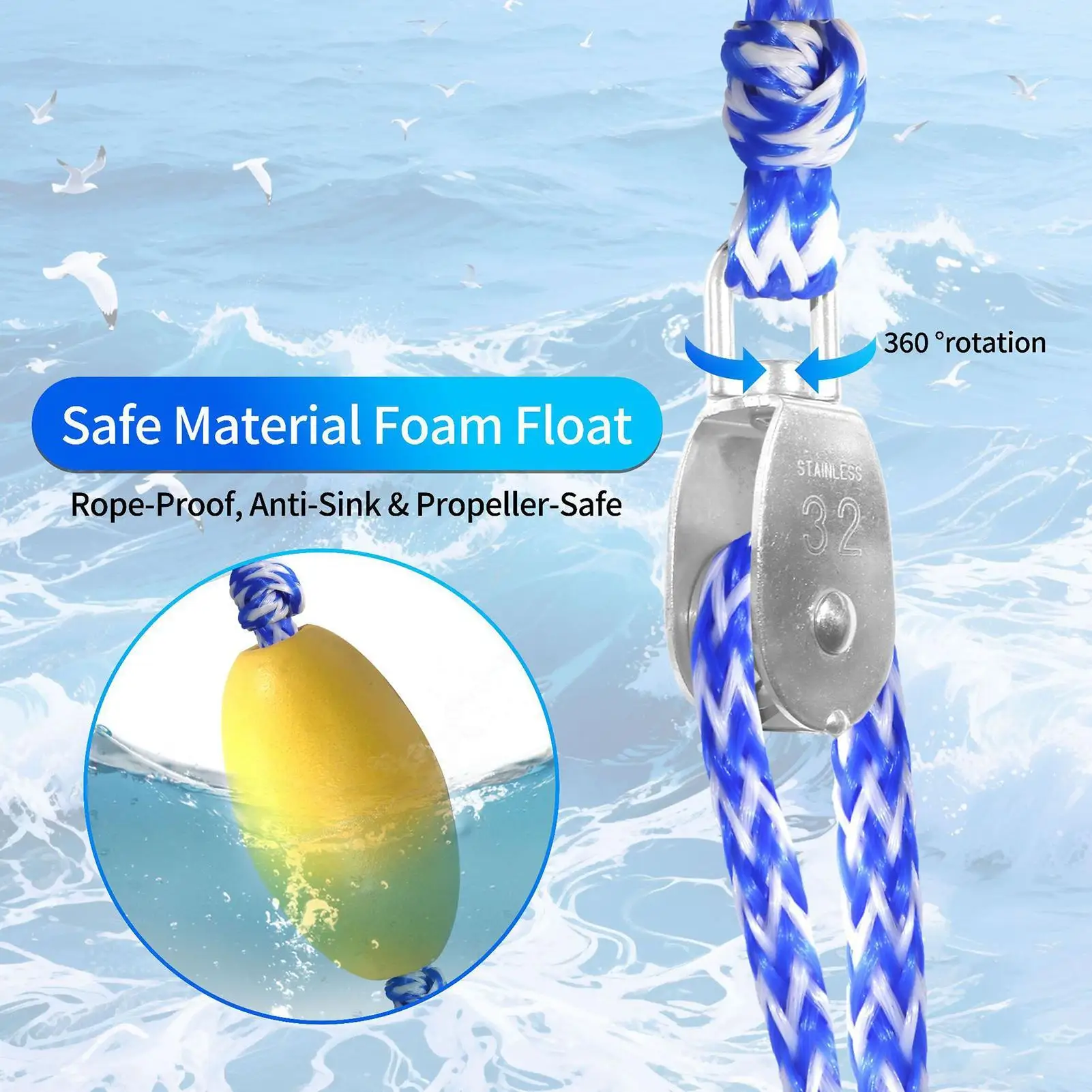 

Boat Tow Rope 16 Ft Boat Tubing Rope Kayak Strap With Float Ball And Hook Safety For Fishing Rescue Lake Sea Watersports Mooring