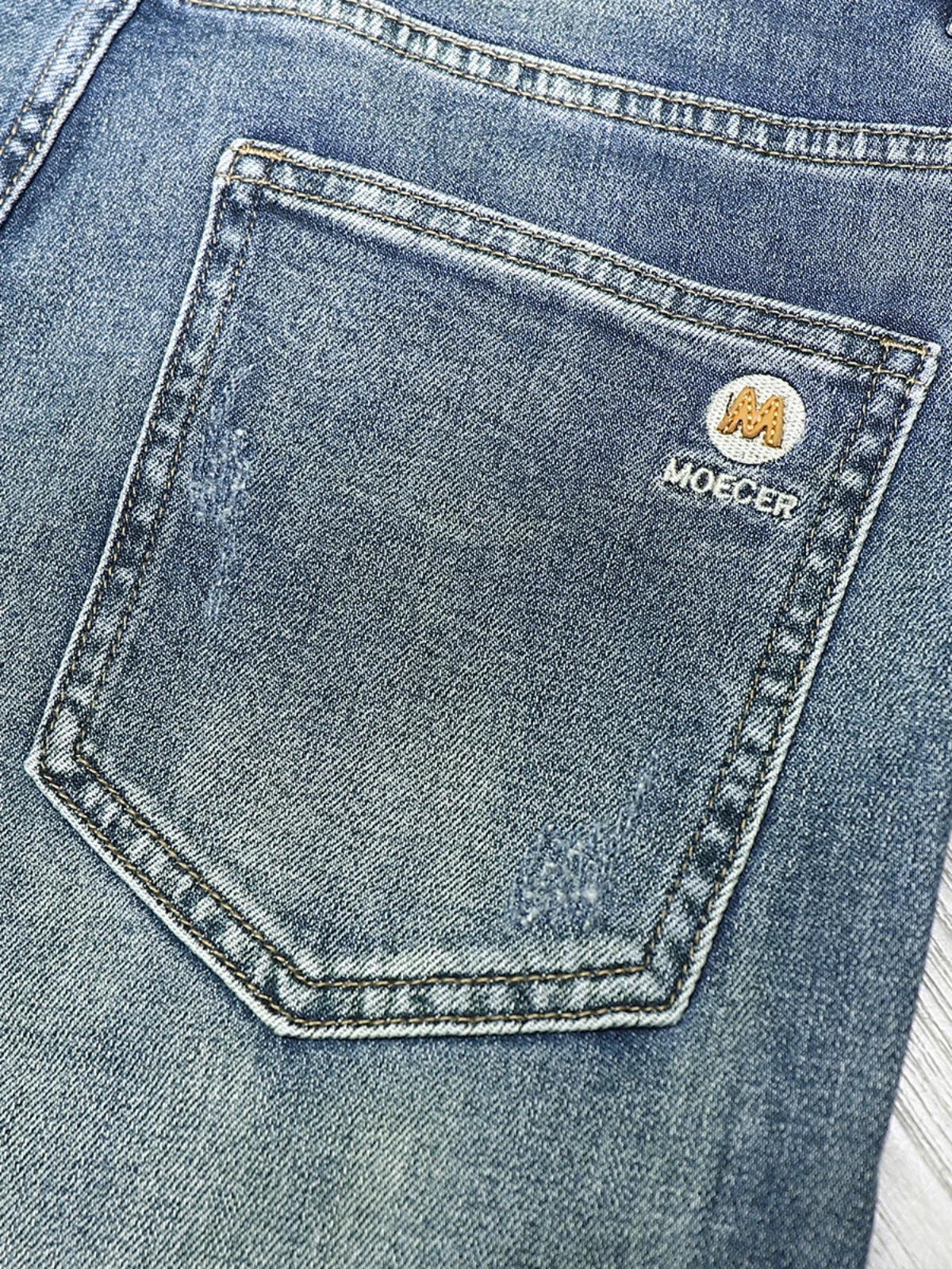 جينز دينم أمريكي عتيق للرجال 2024 جديد كلاسيكي عصري شارع العليا بسيط Waed جينز مرن مزيج من القطن والبوليستر بقصة ضيقة #4