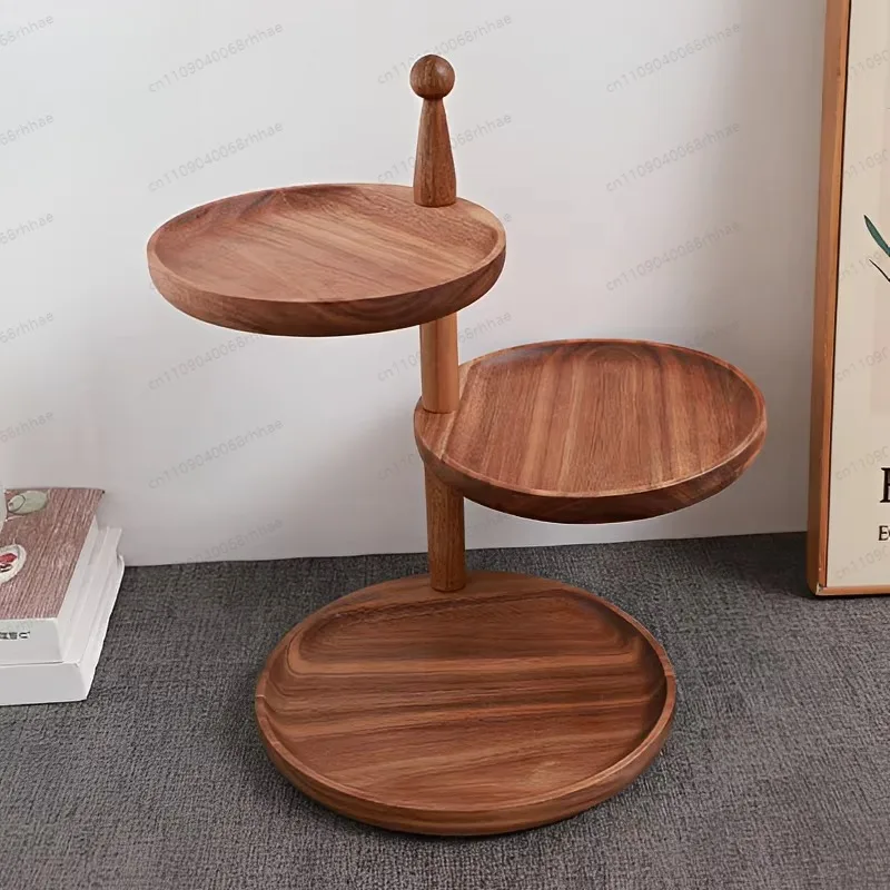 Eco-Friendly Polished Solid Wood 3-Tier Round Cake Stand Multi-Purpose Donut Dessert Buffet Display Tray