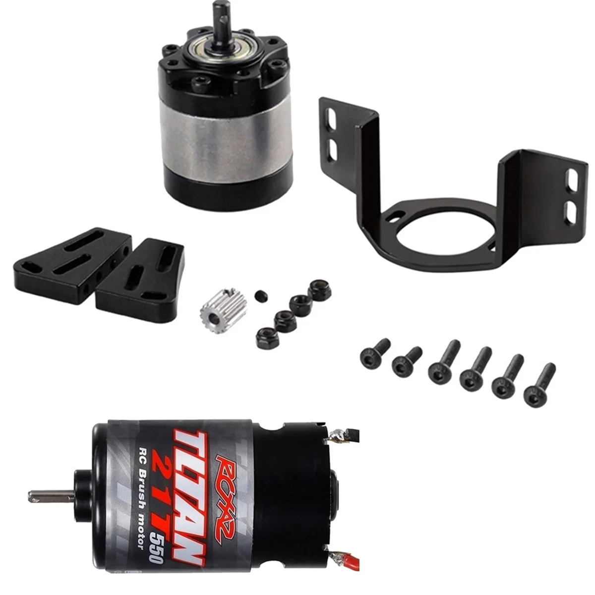 

550 Brushed Motor Waterproof 21T with 1: 5 Reduction Gearbox for 1/14 Trailer 1/10 RC Car Crawler Axial SCX10 TRX4