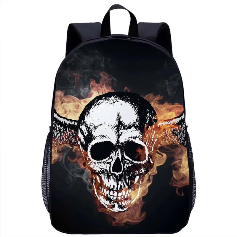 

Backpack with Cool Flame Skull Girls Boys School Bag Student Book Bag Laptop Bag Teenager Daily Casual Storage Travel Backpacks