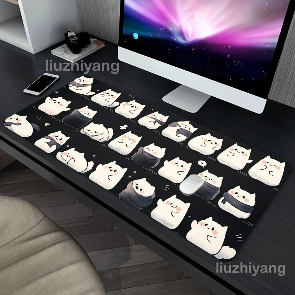 

Kawaii Kittens Mouse Pad Large Computer Office Game Table Mat XXL Rubber Anti-slip Stitched Edge PC Keyboard Mats Long Desk Pads