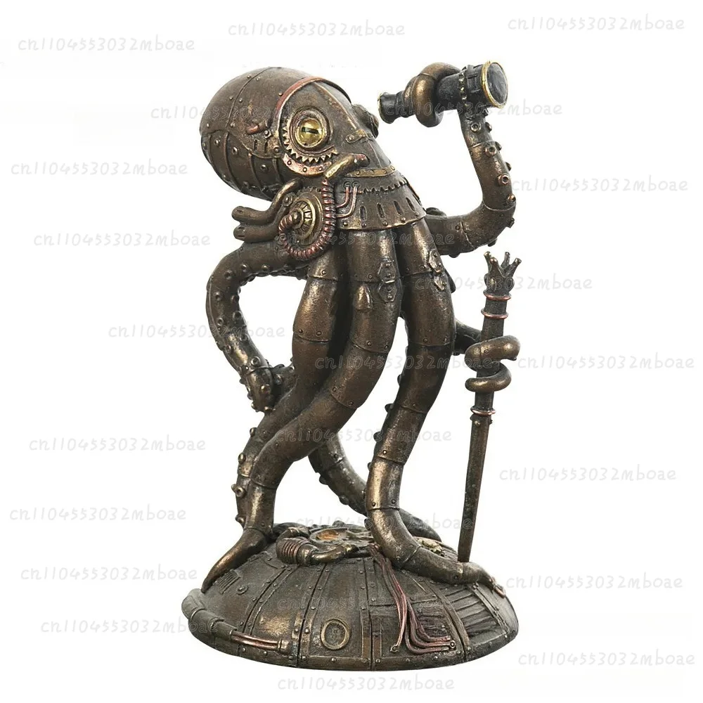 Steampunk Style Mechanical Traveler Octopus Sculpture Decoration Simple Home Living Room Entrance Ornament