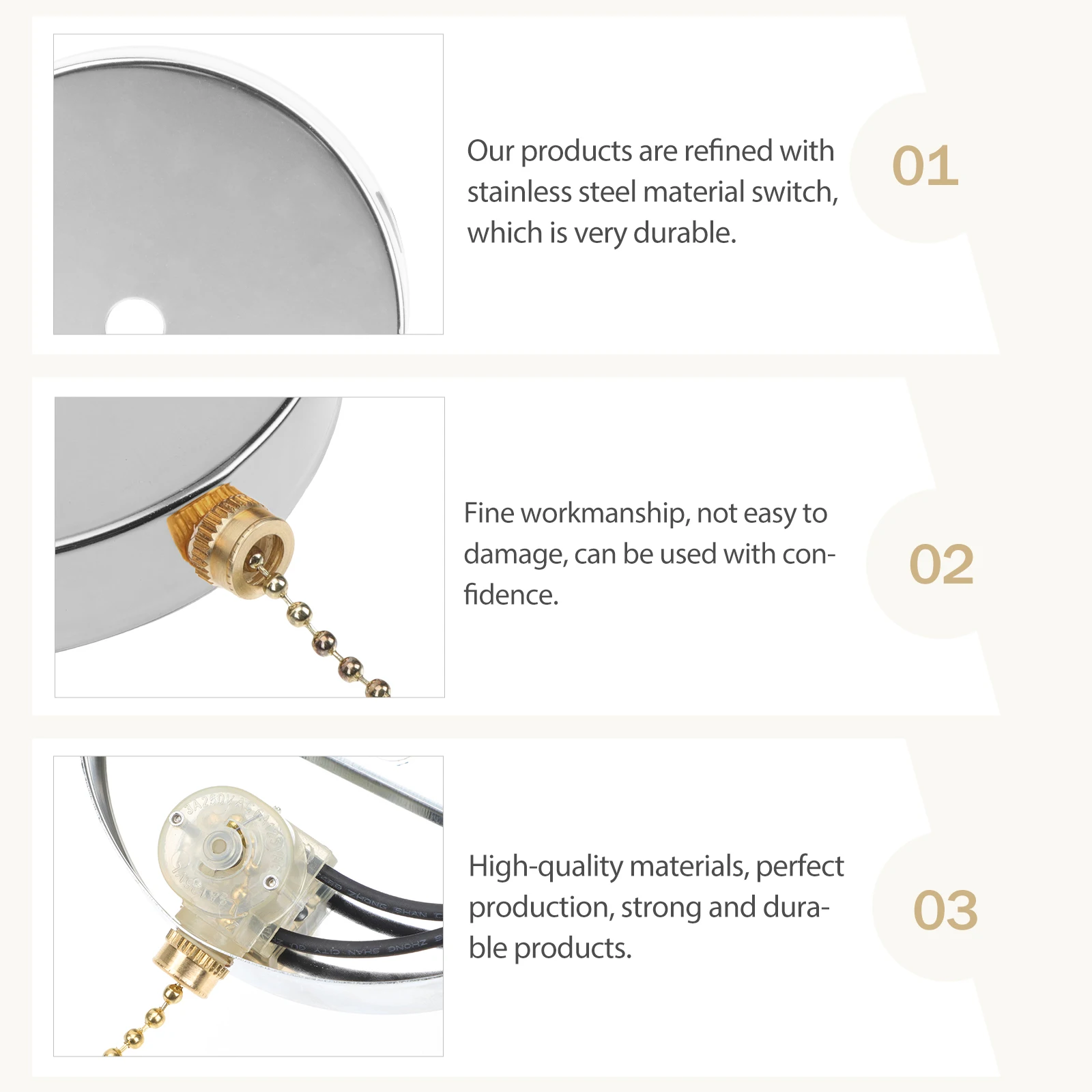 

1Set Light Pull Chain Wall Switch Ceiling Fan Pull Chain Durable Lamp Part Home Lamp Pullswitch Replacement Cord
