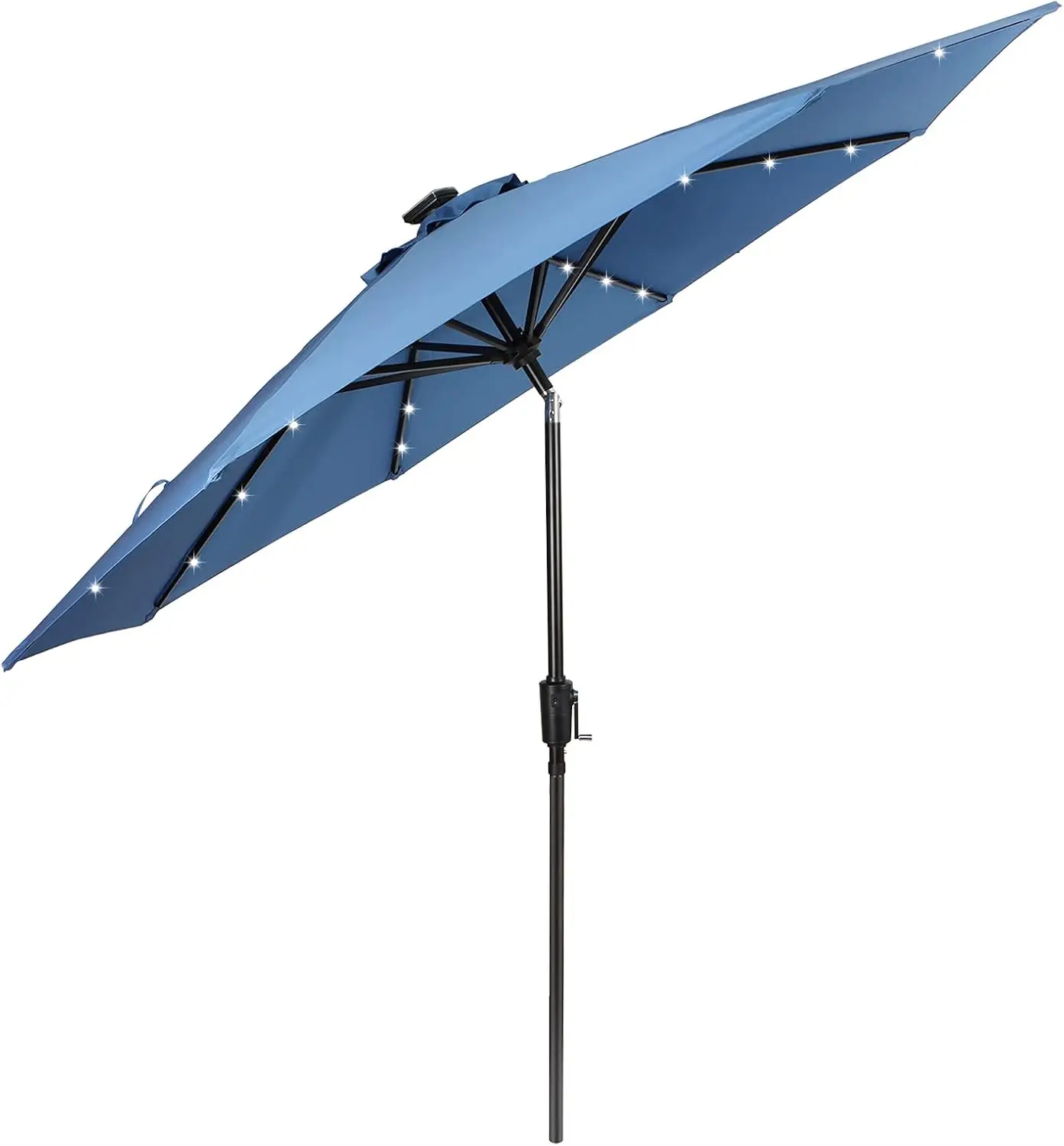 

9FT Solar LED Patio Umbrella with Tilt Crank, 8 Ribs for Outdoor Garden Table Market