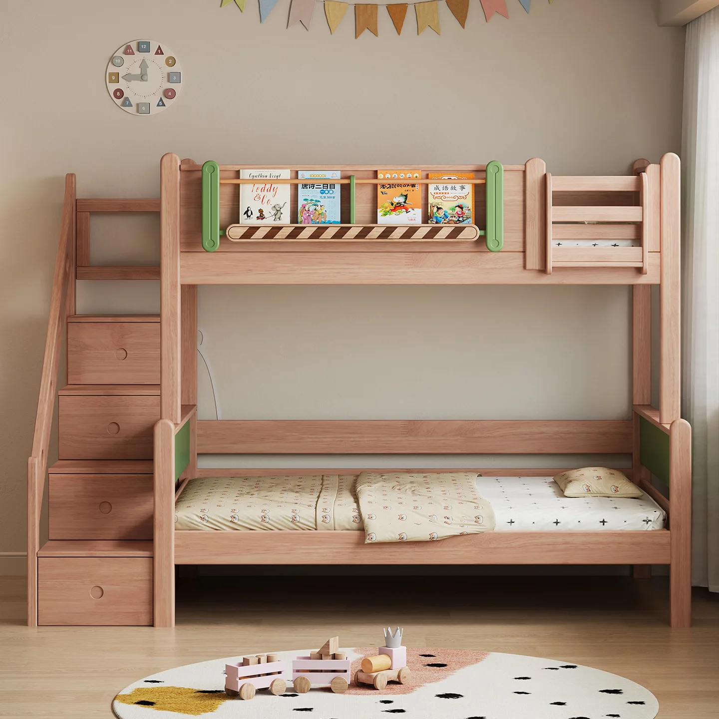 Full solid wood bunk bed Two-layer upper and lower beds Adult small apartment Children's shelf bed