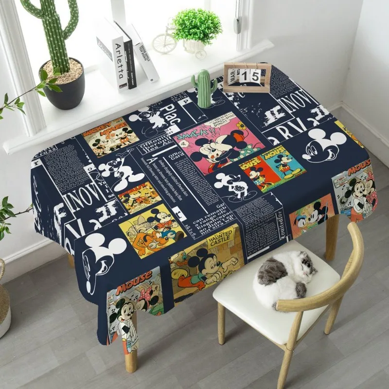 Cartoon Mickey Minnie Table Cloth Dust-proof Washable Living Room Coffee Table Cloth Mat Student Computer Table Cloth Wholesale