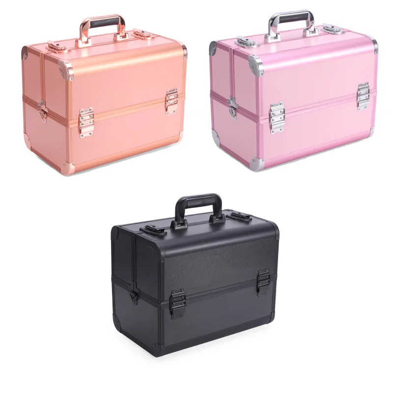 

Multi-layer large-capacity portable cosmetic case and makeup storage case
