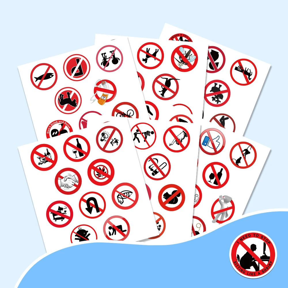 10/30/60 Buah Stiker Tanda Peringatan Lucu Kreatif Kartun Tahan Air Grafiti DIY Notebook Laptop Ponsel Stiker Keren Mainan Klasik