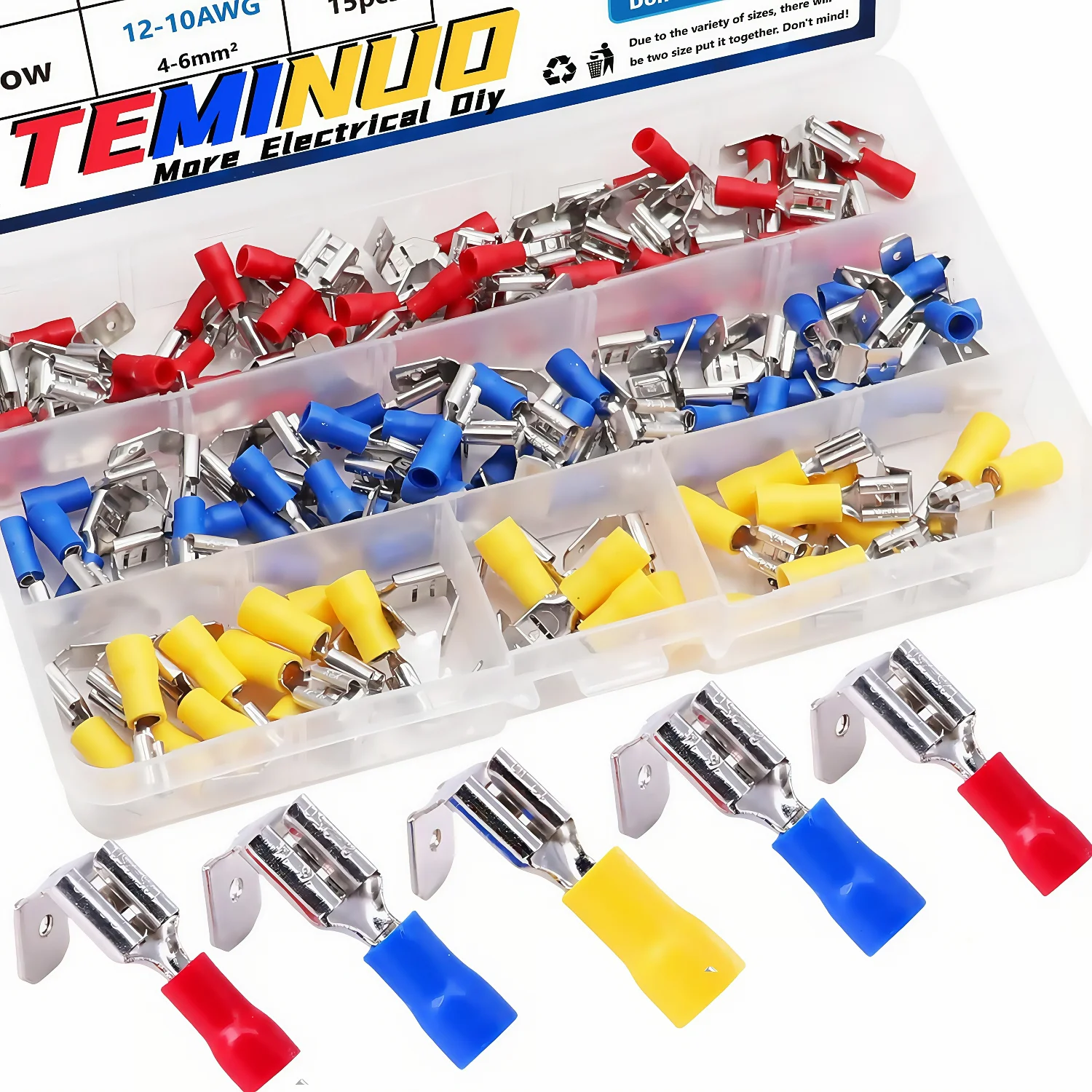 80/60/40pcs Semi-Insulated Piggy Back Spade Connectors 22-10AWG 6.3mm(1/4') Quick Disconnect Butt Splice Piggyback Assortment