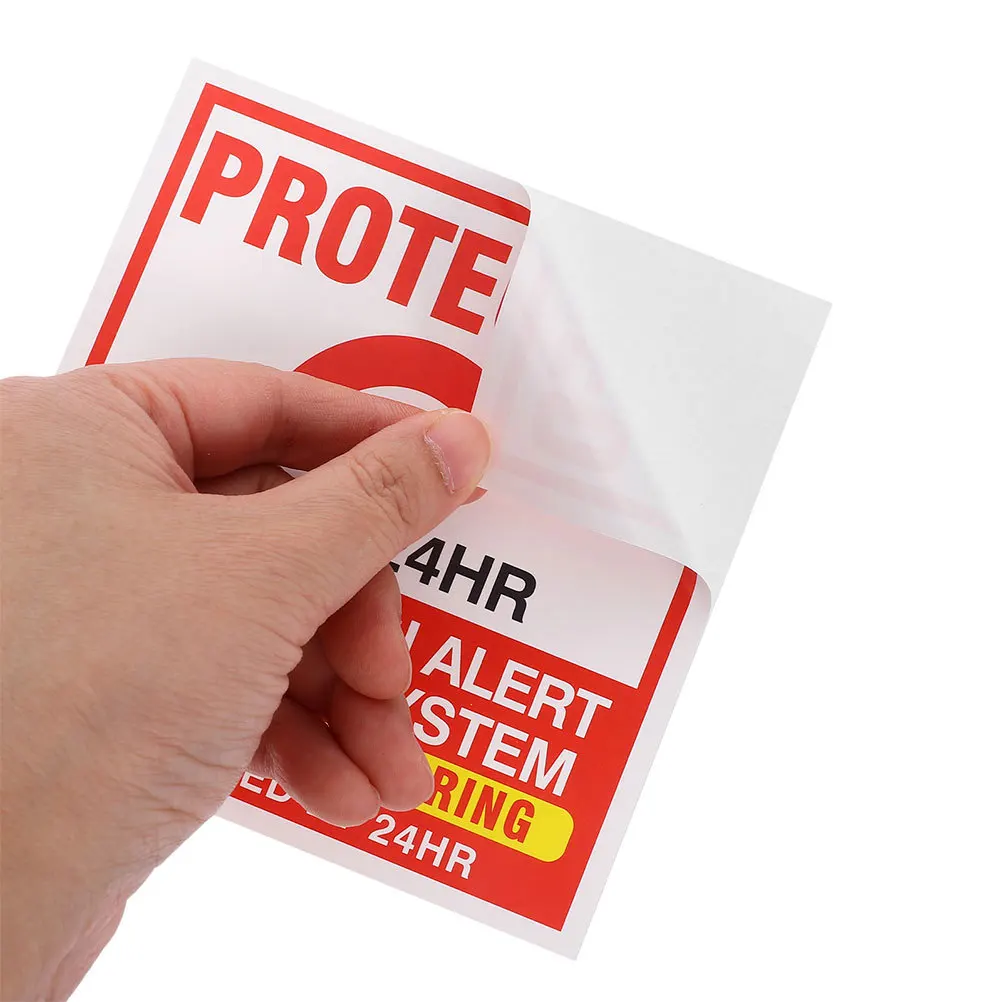 

50 Sheets Security Alarm Window Stickers Paper Material Self-Adhesive Warning Decals for Doors Windows Household Business