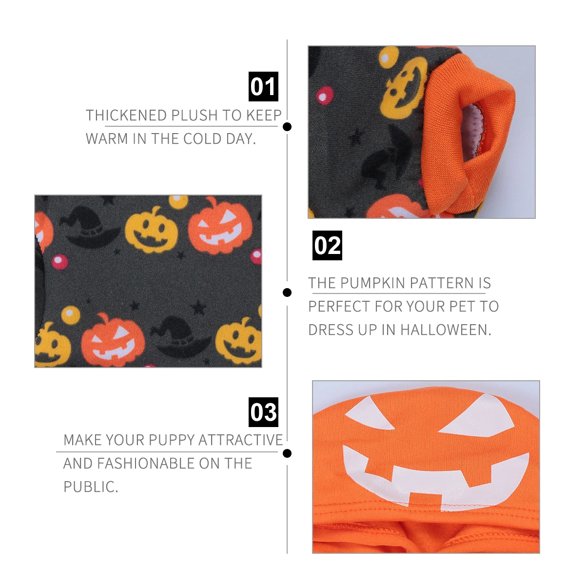 

Pet Dog Halloween Sweatshirt Coat Pumpkin Clothes Costume Adorable Warm Apparel Small