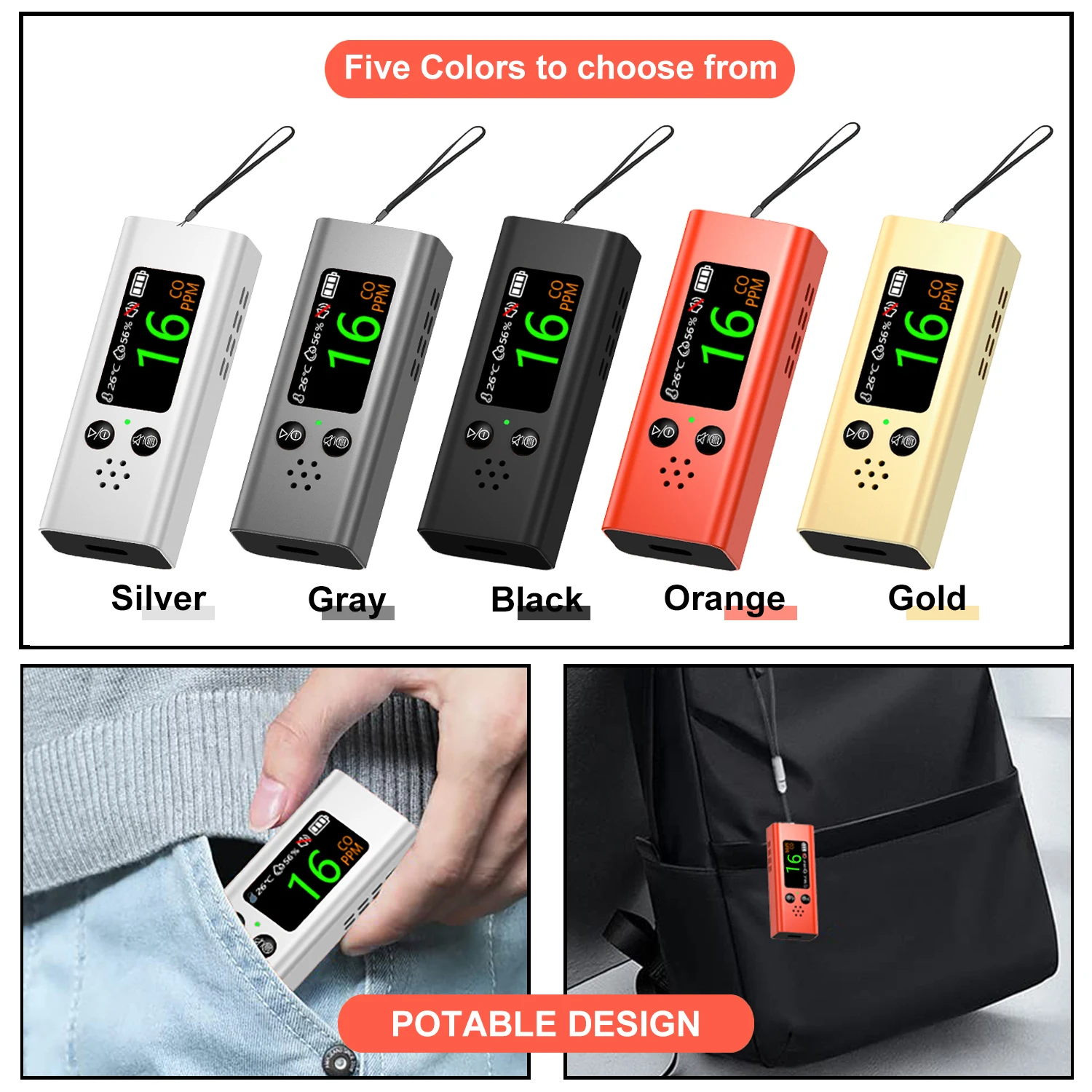 NEW CO Detector Carbon Monoxide 3 in1 Humidity and Temperature Tester Meter Electrochemical CO Sensor Air Quality Detector