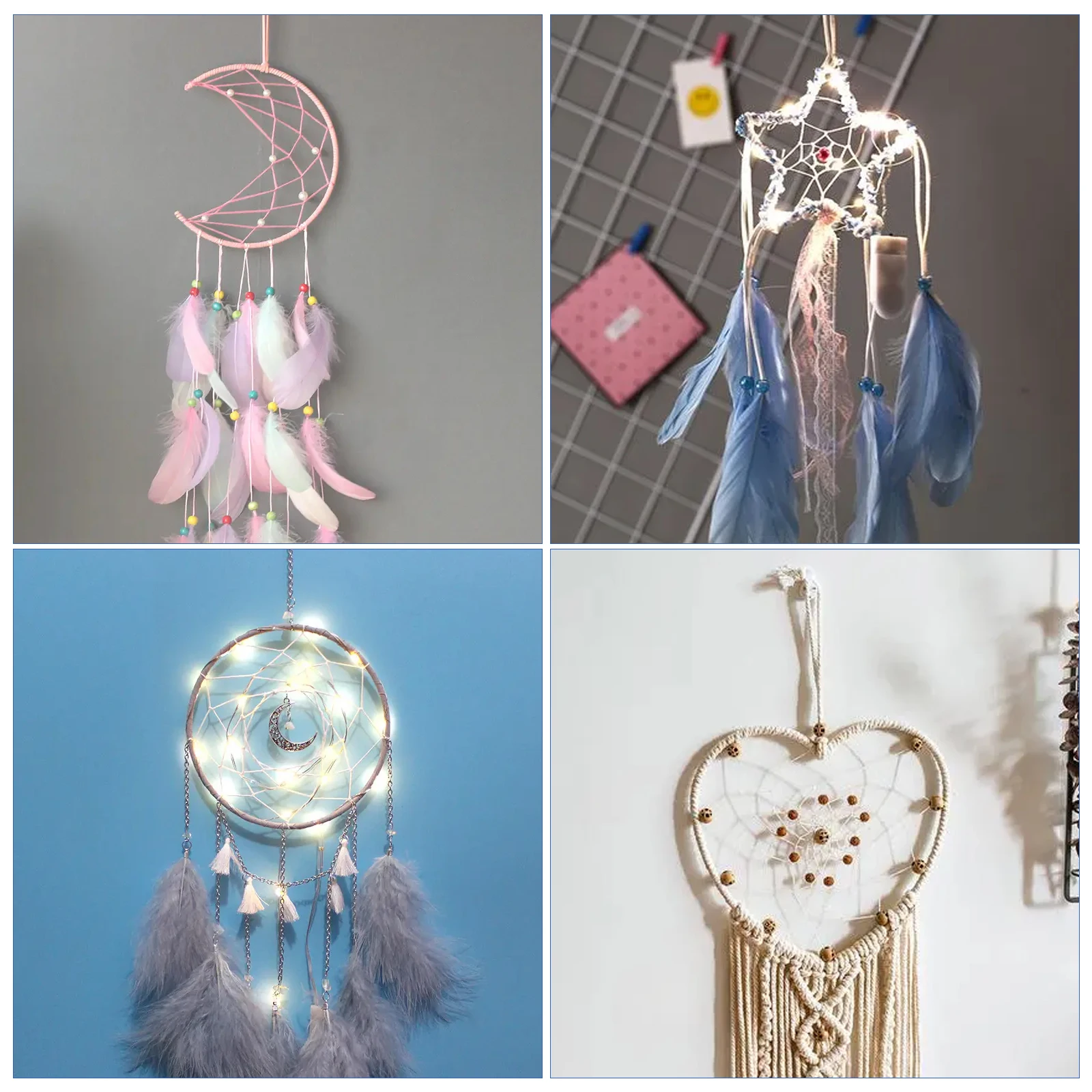 

8 Pcs Hoops 10CM Heart 20CM Heart 10CM Star Moon Circles DIY Craft Dream Catcher Metal Rings Wall Macrame Rings Decor