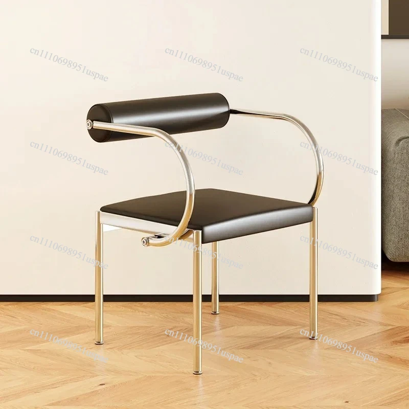 Mid-Century Modern Dining Chair for Bedroom or Study, Stainless Steel Seating, Trendy Makeup Chair, Designer Home