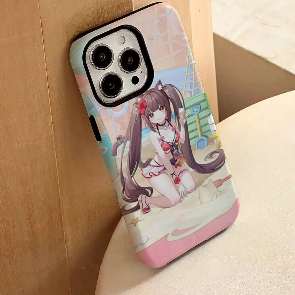 

Nekopara Phone Case For IPhone 17 16 15 14 13 12 Pro Max Plus Glossy HD Double-Layer Liquid Back Film Hard Shell