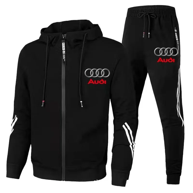 2026 New Hot Selling Audi Men's Motorcycle Riding Protective Suit Slim Fit Fashionable Jacket Long Sleeved Sports Zipper Set