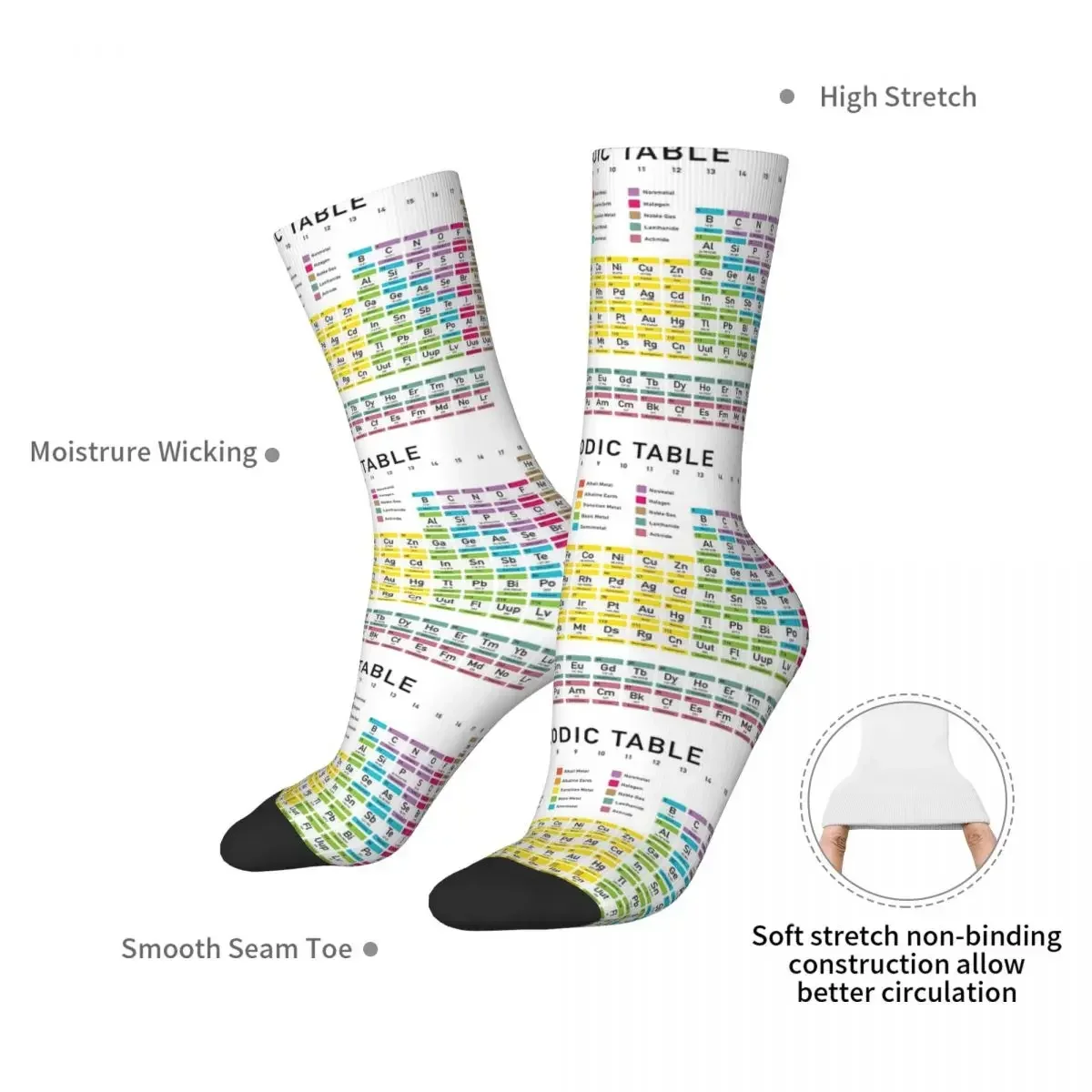 Periodic Table Detailed Socks Harajuku Super Soft Stockings All Season Long Socks Accessories for Man's Woman's Birthday Present