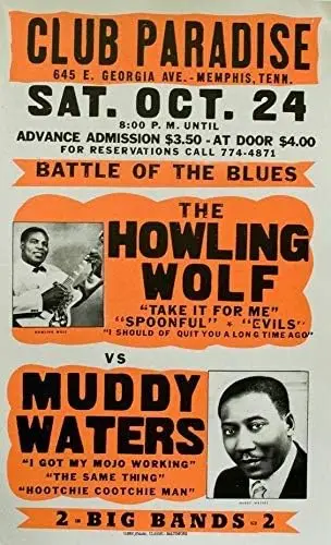 1970 Muddy Waters/Howlin' Wolf Blues Metal Tin Sign Poster Wall Plaque Retro Wall Home Bar Pub Vintage Cafe Decor,12×8 inch