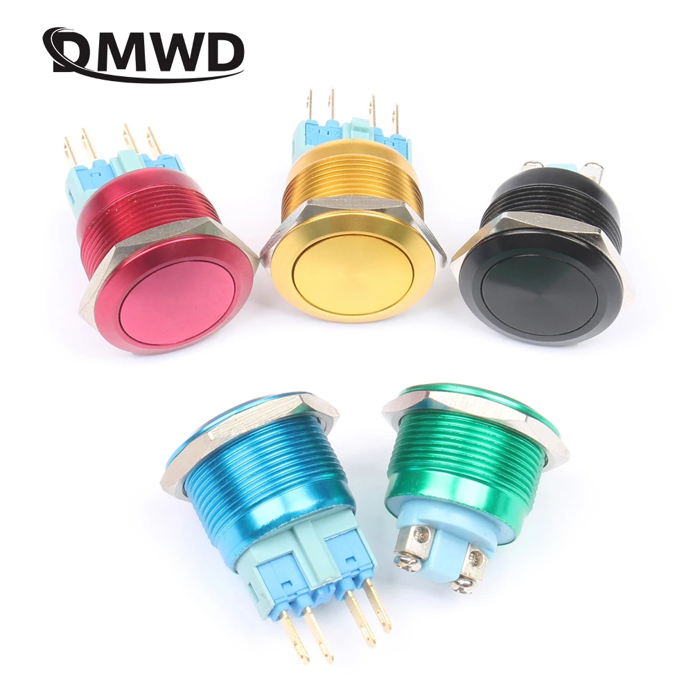 22 мм кнопочный переключатель из оксида алюминия 1НО мгновенный автомобильный плоский водонепроницаемый кнопочный переключатель сброса