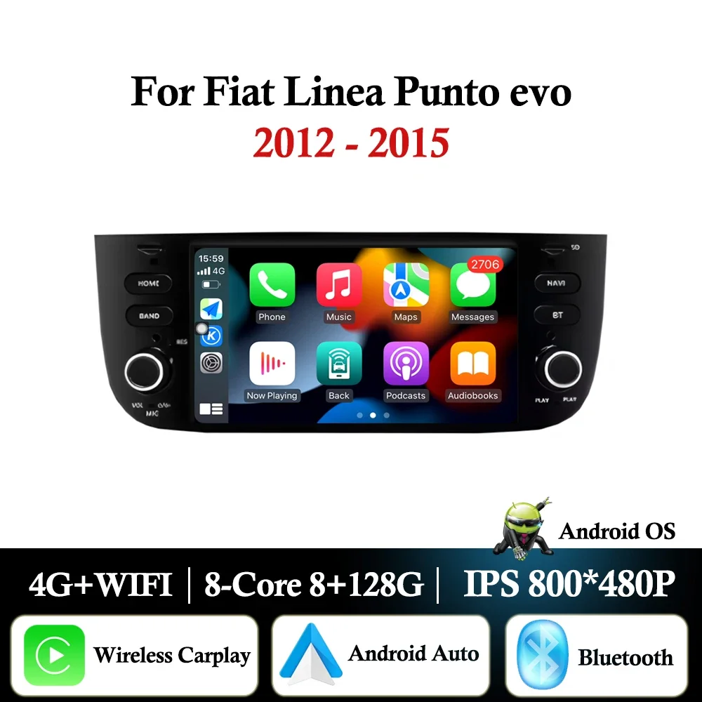 

for Fiat Linea Punto evo 2012 - 2015 Android Auto Car Radio Video Multimedia Player Bluetooth WiFi GPS Navigation 6.2 inch