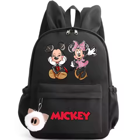 Disney Mickey Minnie Mouse Backpack for Girl Boy Student Teenager Rucksack Women Casual School Bags Travel Rabbit Ears Mochila