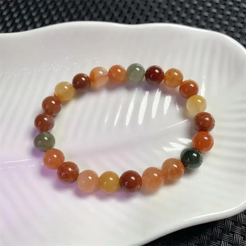 

8.7MM Natural Colored Rabbit Hair Quartz Bracelet Healing Reiki Crystal Man Woman Fengshui Jewelry Birthday Gift 1pcs