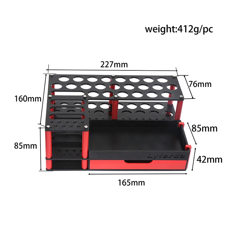 Rack di stoccaggio per strumenti di riparazione modello RC |     Supporto per il riempimento dell'olio dell'ammortizzatore + porta cacciavite e cassetta degli attrezzi |     Adatto per auto telecomandate/modelli di barche/modelli di aerei