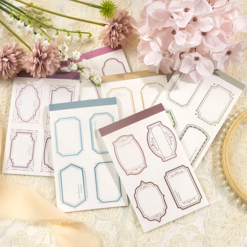 

20 pcs Handwriting paper Simple and retro white kraft paper frame tear off notes This material collage hand account 5 styles