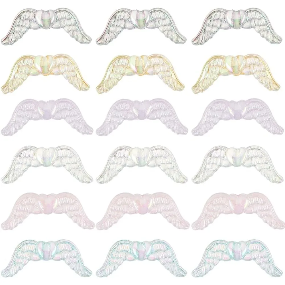 

1 Box 36Pcs Wing Beads Transparent Wings Charm Bead Bulk Acrylic Clear White Pink Angel Fairy Wing Charms Loose Spacer Beads