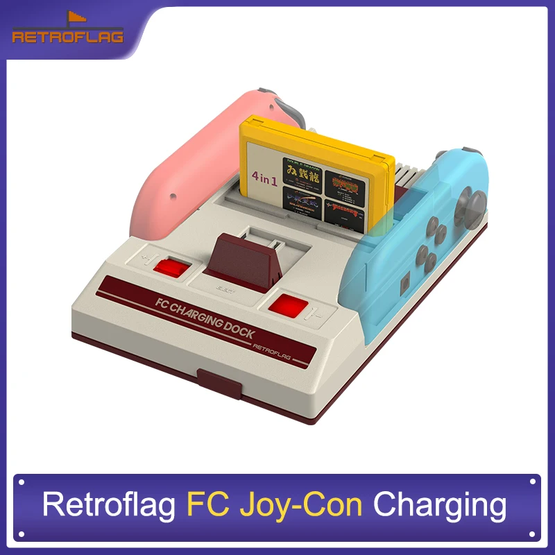 Retroflag FC For Nintendo Switch Joy-Con Controller Charging Dock，Classic Famicom Style with Overcharge Protection LED Indicator