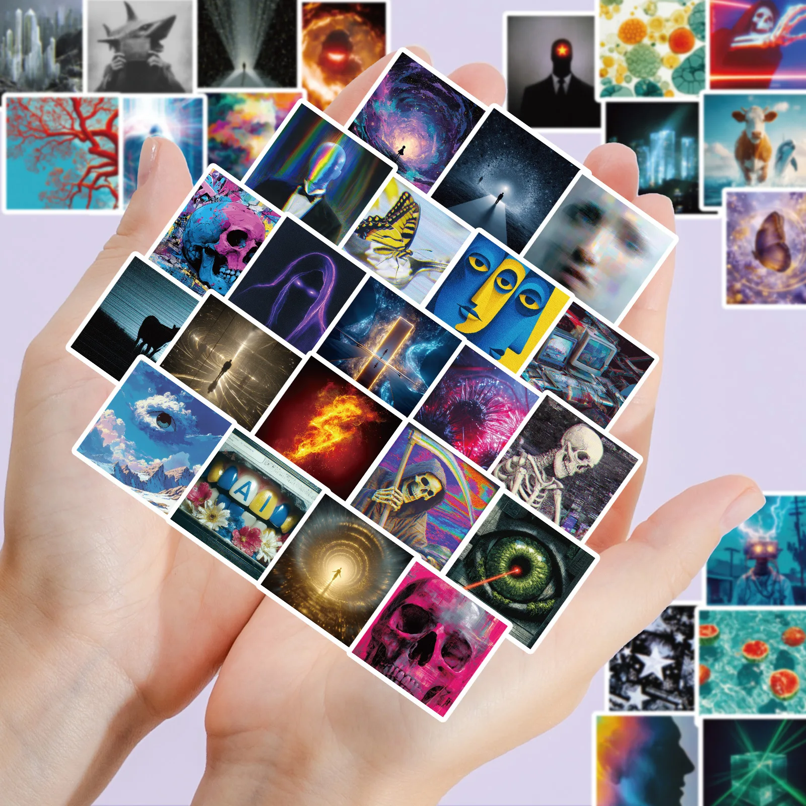 

10/56PCS Elegant Abstract Artistic Visual Vivid Hues Graffiti Stickers Aesthetic DIY Scrapbook PC Stationery Travel Luggage