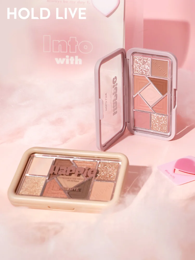 HOLD LIVE Small Pink Frame Nine-Color Eyeshadow Disc Earth Pink Bead Matte Blush Pure Blue Eyeshadow