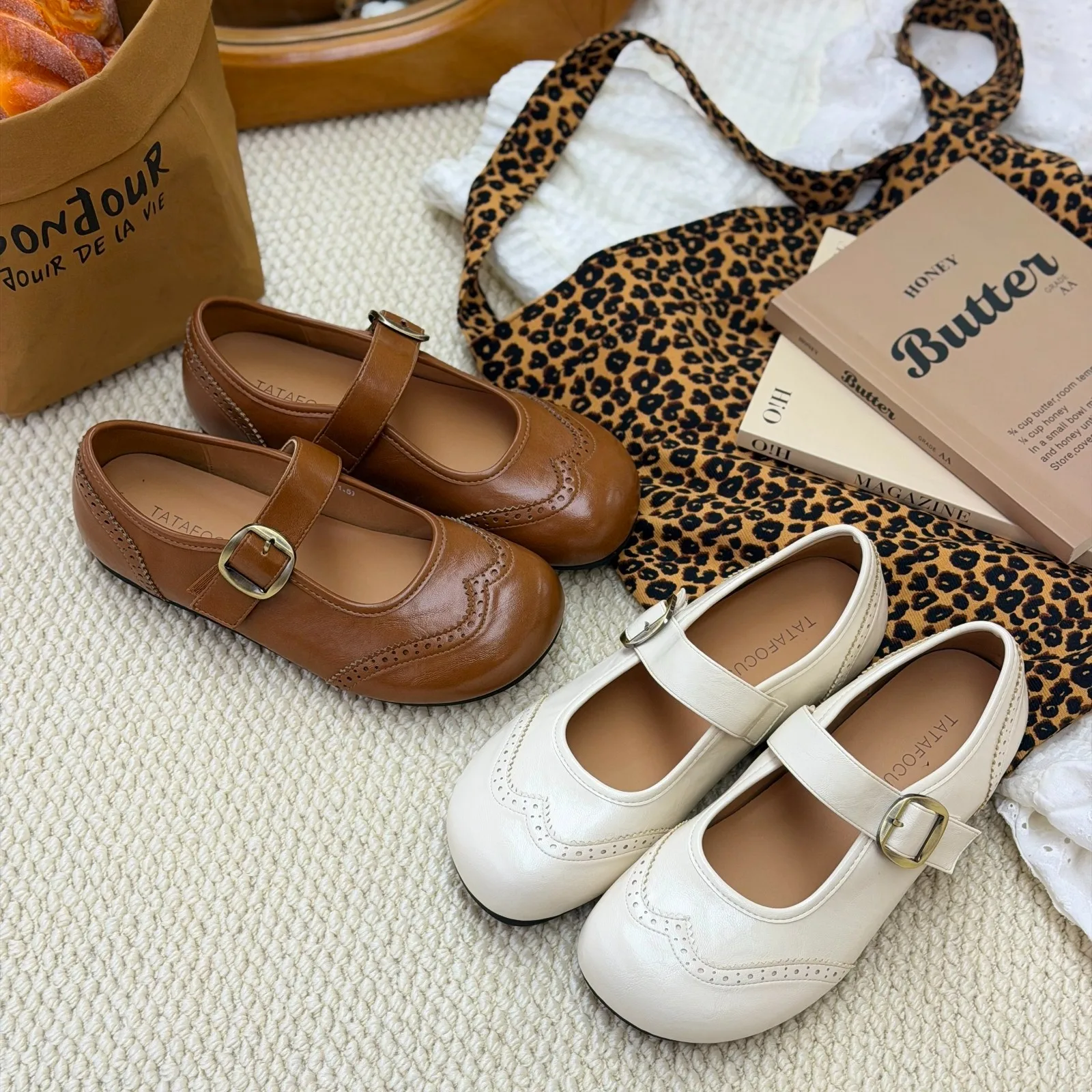 French Retro Mary Jane Shoes for Women 2026 Early Spring New Versatile Flat Single Shoes with Strap,Artistic Small Leather Shoes