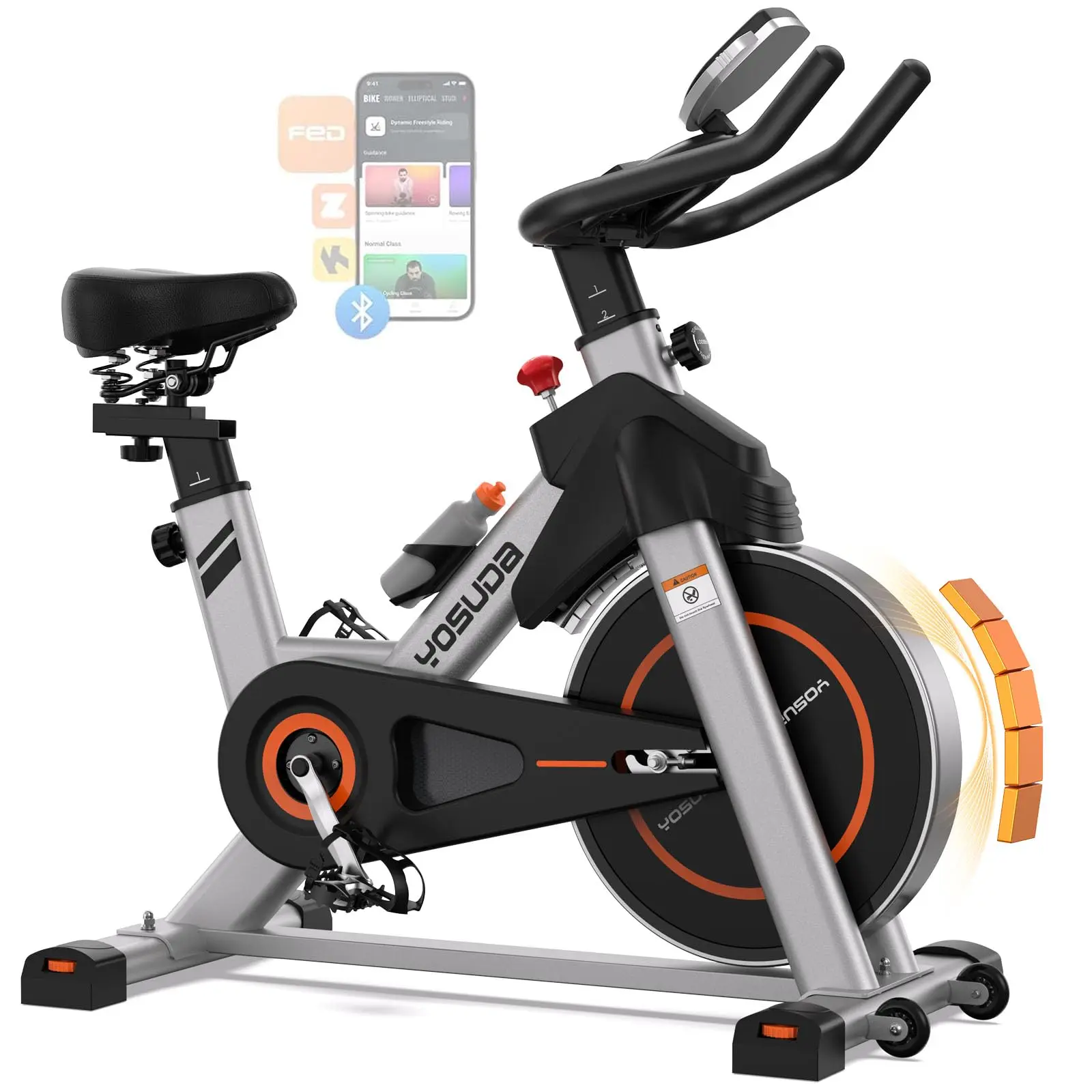 YOSUDA Heimtrainer, stationäres Fahrrad mit Bremsbelägen für zu Hause mit exklusiver App, magnetisches Indoor-Cycling-Bike mit 300 lb Tragkraft