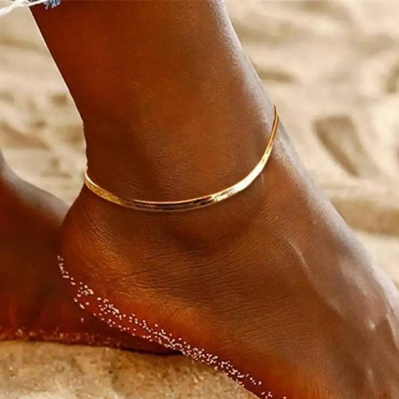 Aihua Classic Snake Chain Anklet for Women Girls Adjustable Summer Beach Chain Anklet Bracelet Jewelry Gifts